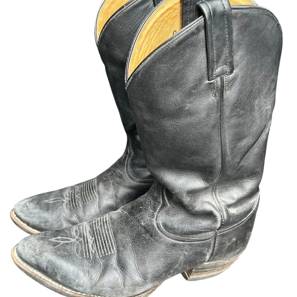 Tony Lama Boots Men's Size 11 Black Leather Western Cowboy Style 6156 Texas USA